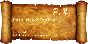 Petz Nikétás névjegykártya